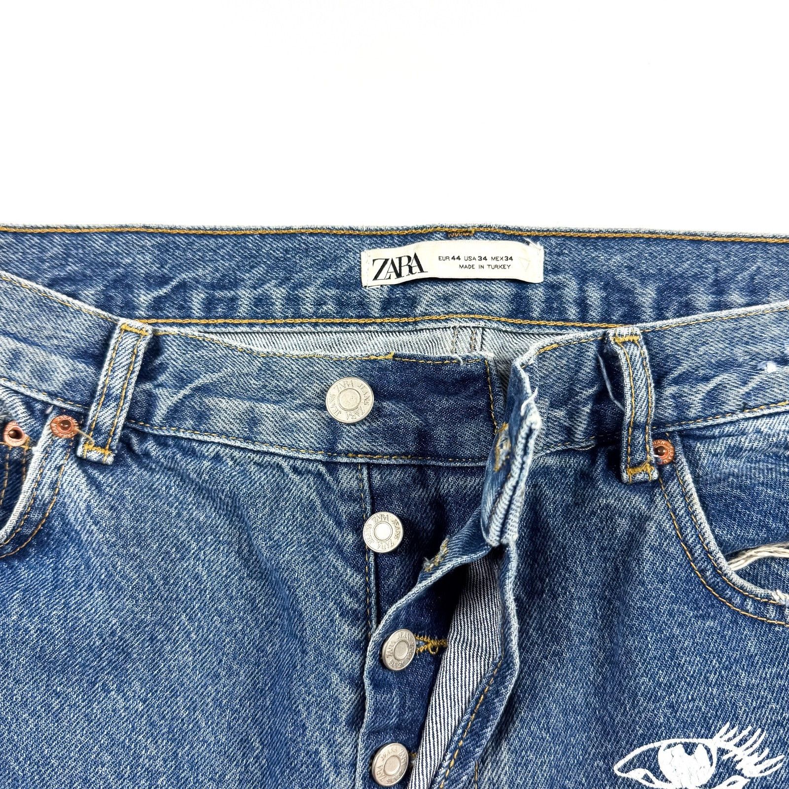 Zara Zara Jeans Doodle Print Graffiti Graphic Distressed 34 Size US 34 / EU 50 - 5 Thumbnail