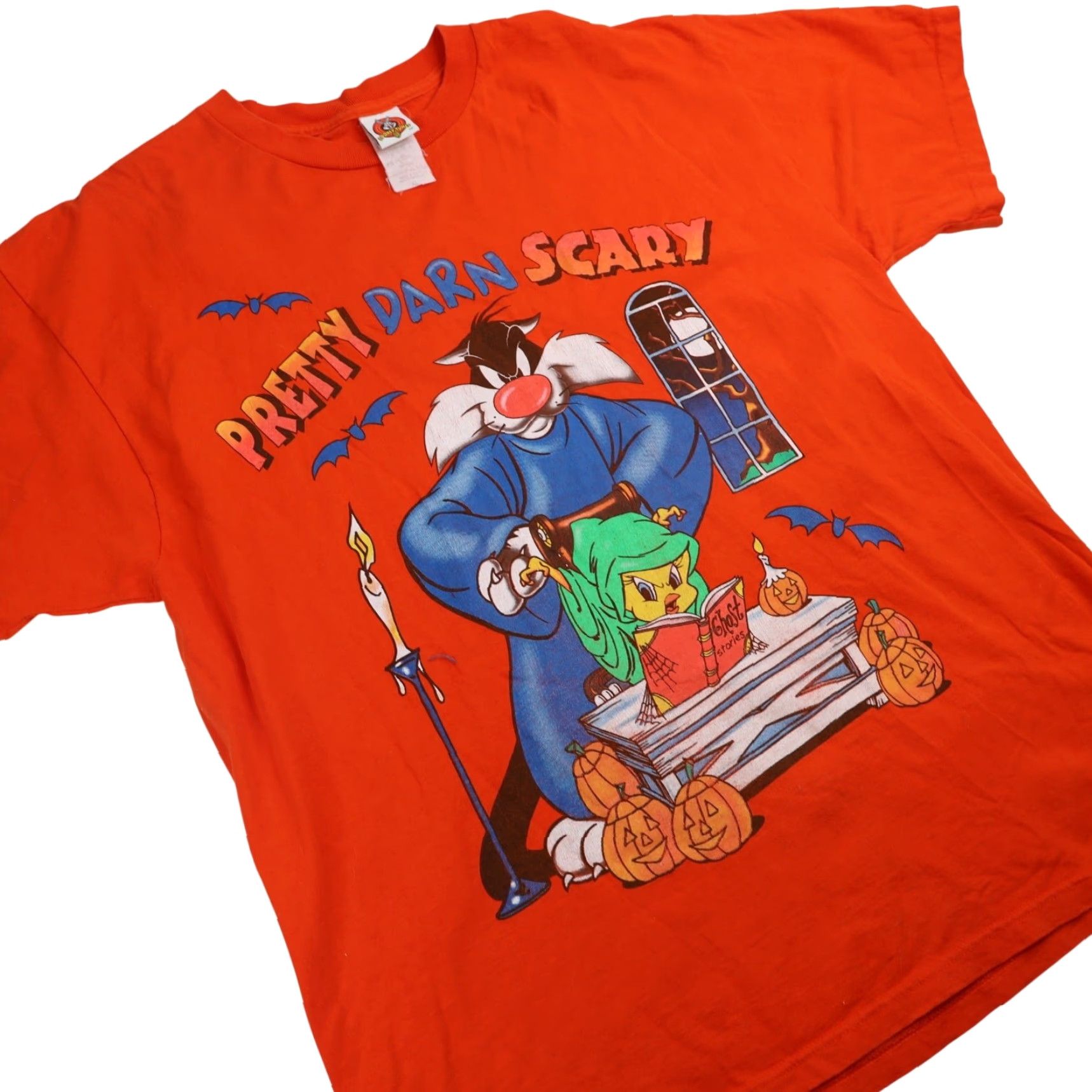 Vintage VINTAGE Looney Tunes Halloween Mens XL Graphic T Shirt Orange Size US XL / EU 56 / 4 - 3 Thumbnail
