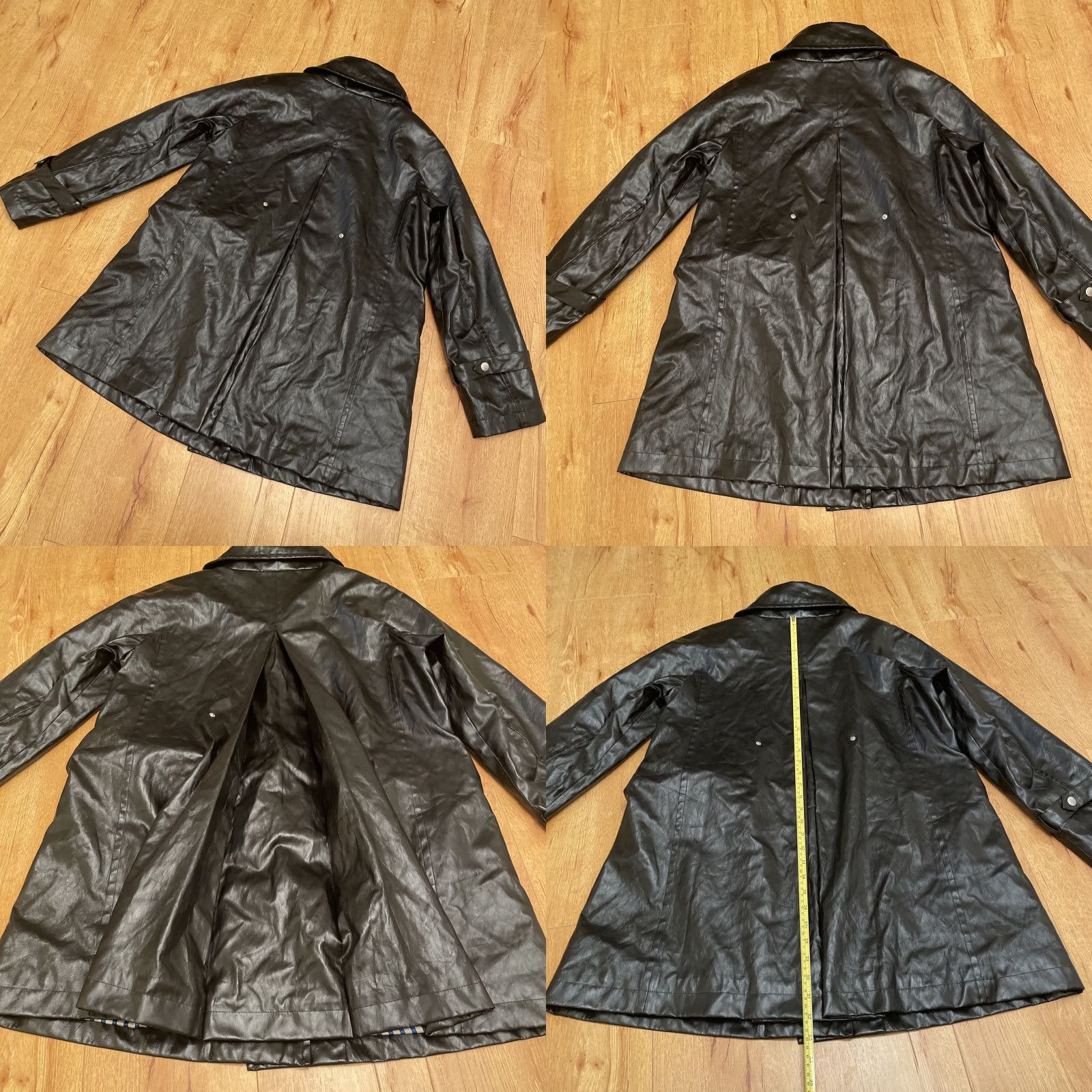 Saks Fifth Avenue Jane Post for Saks Fifth Avenue Black Swing Rain Coat L Women Rain Coat Faux Patent Leather Large Swing Raincoat - Mens? Size L / US 10 / IT 46 - 8 Thumbnail