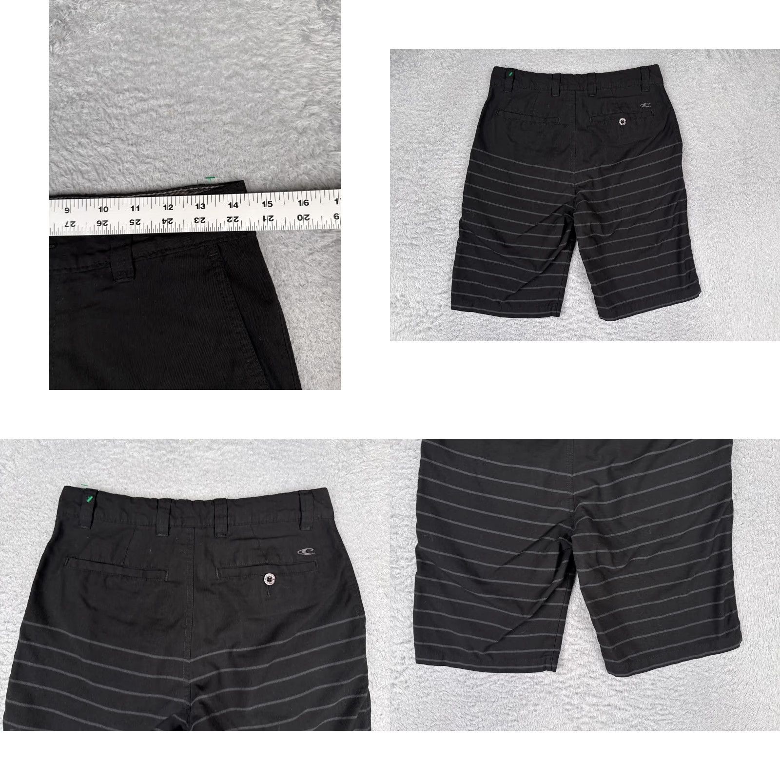 O'Neill O'Neill Mens 28 Black Striped Flat Front Chino Shorts Inseam 10 Casual Summer Logo Pockets Slash Pocket Linear Beach Size US 28 / EU 44 - 9 Thumbnail