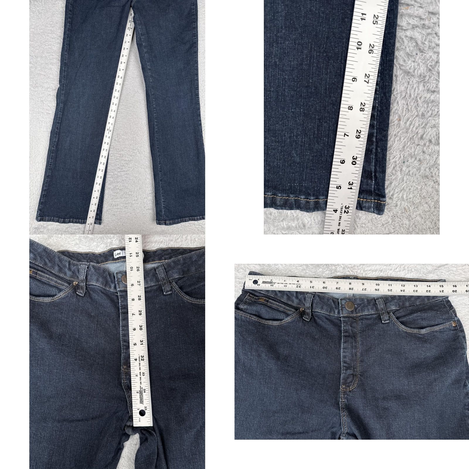 Lee Lee Slender Secret Jeans Womens 12 Blue Bootcut Mid Rise Stretch Denim 31x33 Size 34" / US 12 / IT 48 - 8 Thumbnail