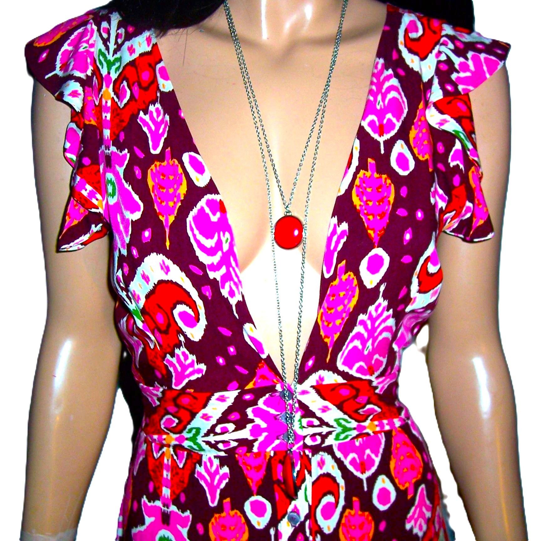 Other Maaji Pink Red Floral Boho Maxi Dress M Size M / US 6-8 / IT 42-44 - 2 Thumbnail