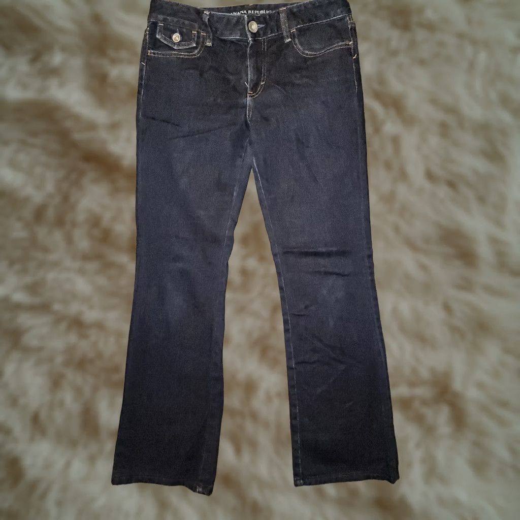 Banana Republic Banana Republic Bootcut Jeans Women's 27 Low Rise Blue Stretch Denim Pockets Flap Baggy? Size 27" / US 4 / IT 40 - 1 Thumbnail
