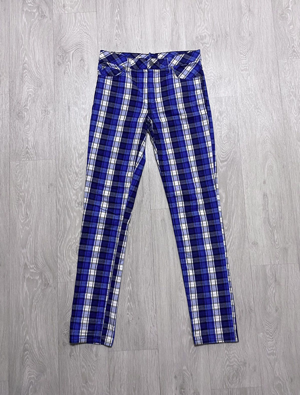 Cheap Monday Cheap Monday Tight Blue Check Plaid Chino Pants Trousers Size 29" - 5 Thumbnail