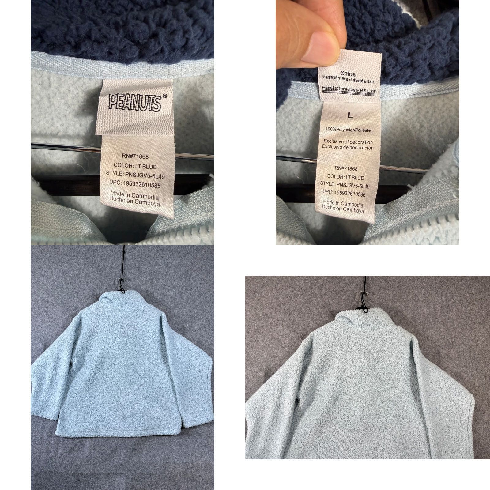 Peanuts VINTAGE Peanuts Snoopy Sweater Women L Light Blue Winter Sherpa Quarter-Zip Pullover NWT Size L / US 10 / IT 46 - 8 Thumbnail