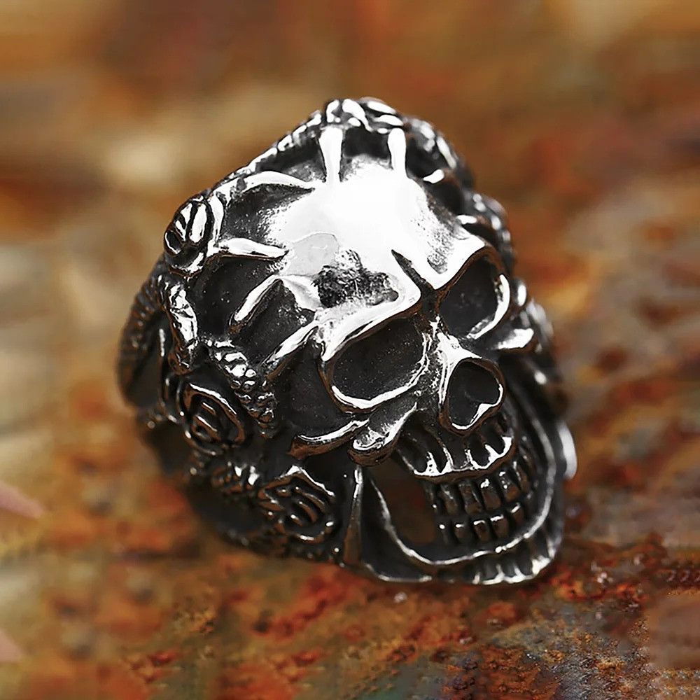 Vintage Skull Hands Hold Ring Size ONE SIZE - 2 Thumbnail