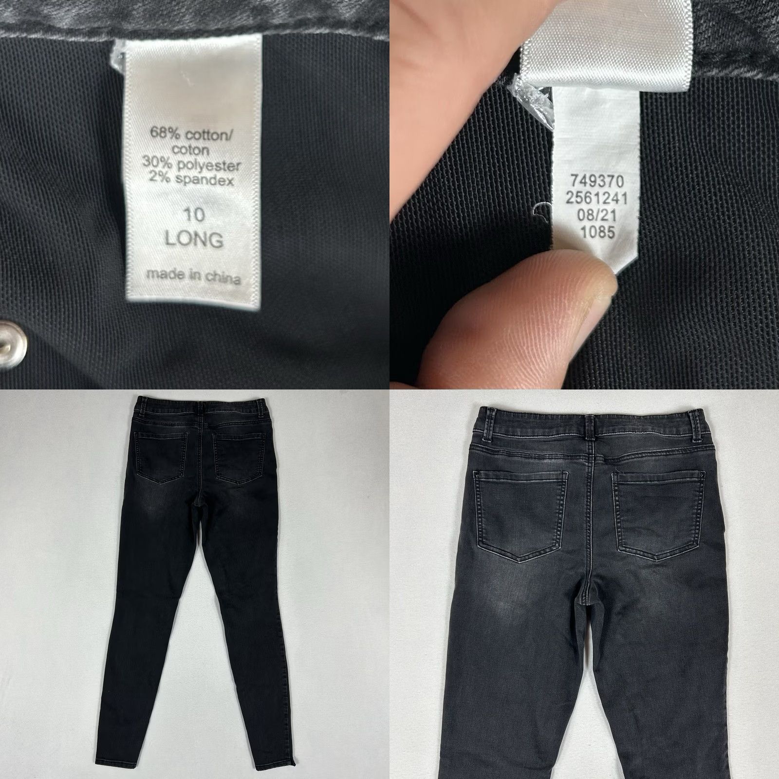 Vintage Maurices Everflex High Rise Skinny Jeans Women's 10 Black Denim Stretch 10L Long Size 32" / US 10 / IT 46 - 8 Thumbnail