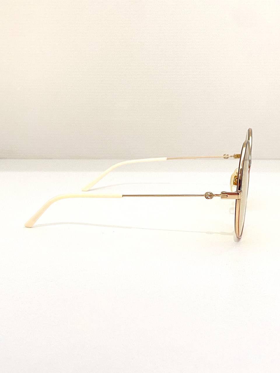 Gucci Gucci GG Logo Oversized Mirrored Gold Round Metal Sunglasses Size ONE SIZE - 9 Thumbnail