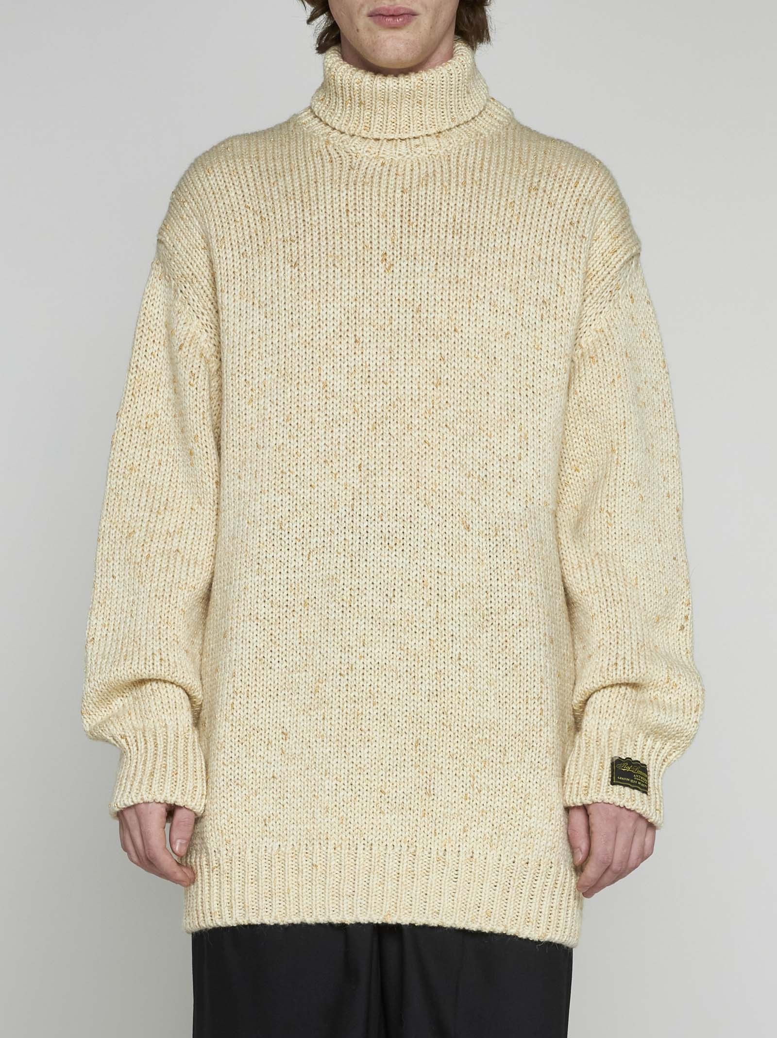Raf Simons o1y0325 Logo Turtleneck Sweater in Beige Size US XS / EU 42 / 0 - 3 Thumbnail