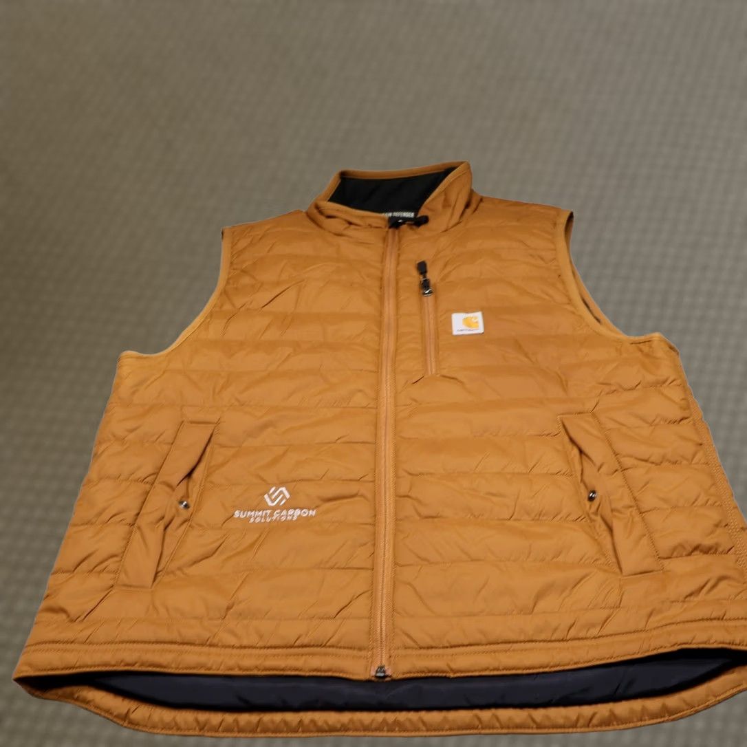 Carhartt Carhartt Vest Men Large Brown Lightweight Water Resistant Insulated LOGO Quilted Rain Defender Zip Pockets Stand-Up Collar Size US L / EU 52-54 / 3 - 1 Thumbnail