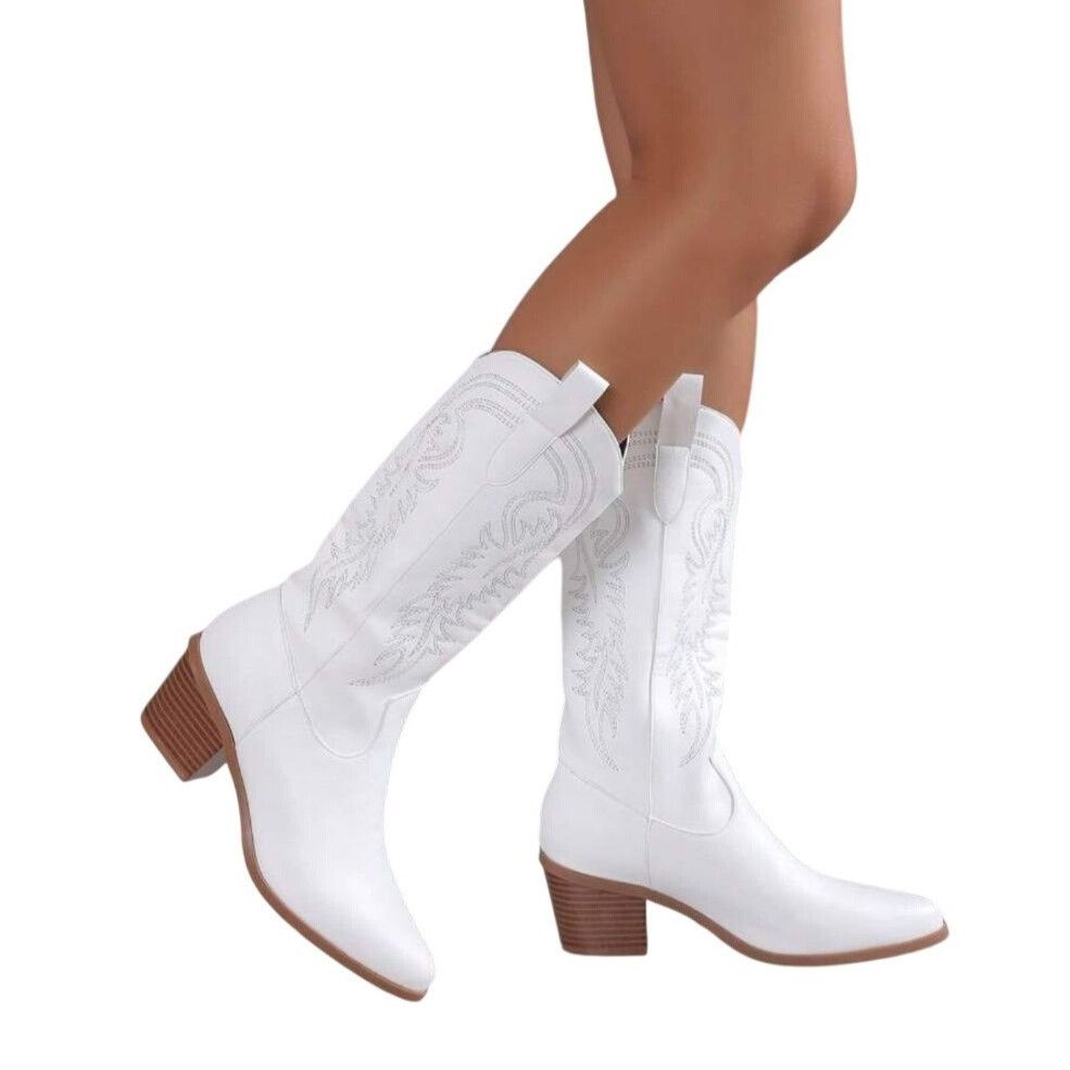 Other SODA / Reno / White / Embroidered / Western Cowgirl Boots / Size US 10 / IT 40 - 7 Thumbnail