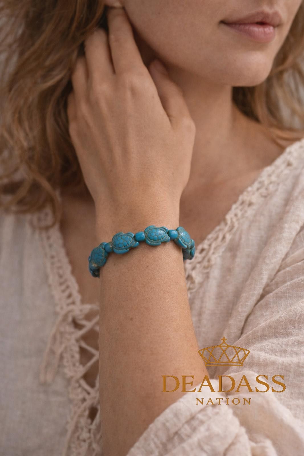 Other Deadass Nation Turquoise Turtle Beaded Bracelet Size ONE SIZE - 2 Thumbnail