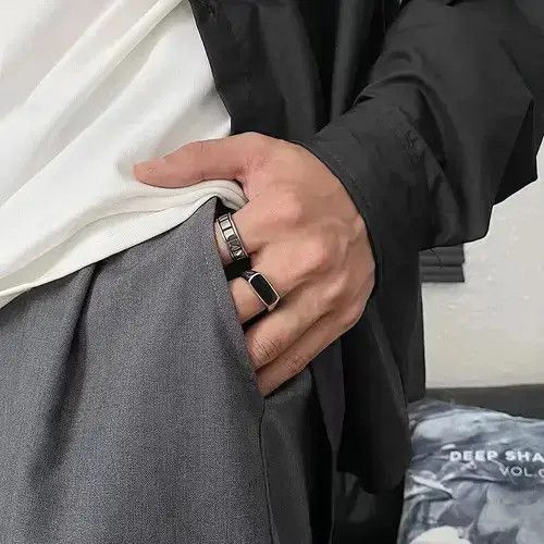 Jewelry Fashion Black Square Men's Ring Size ONE SIZE - 2 Thumbnail
