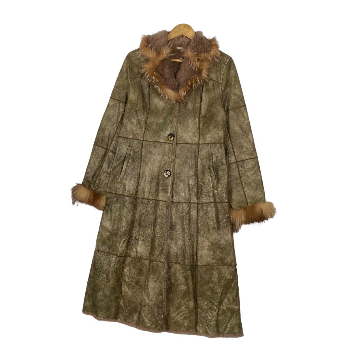 Japanese Brand FUR COLLAR PACHTWORK LONG COAT LEATHER JACKET Size M / US 6-8 / IT 42-44 - 2 Thumbnail