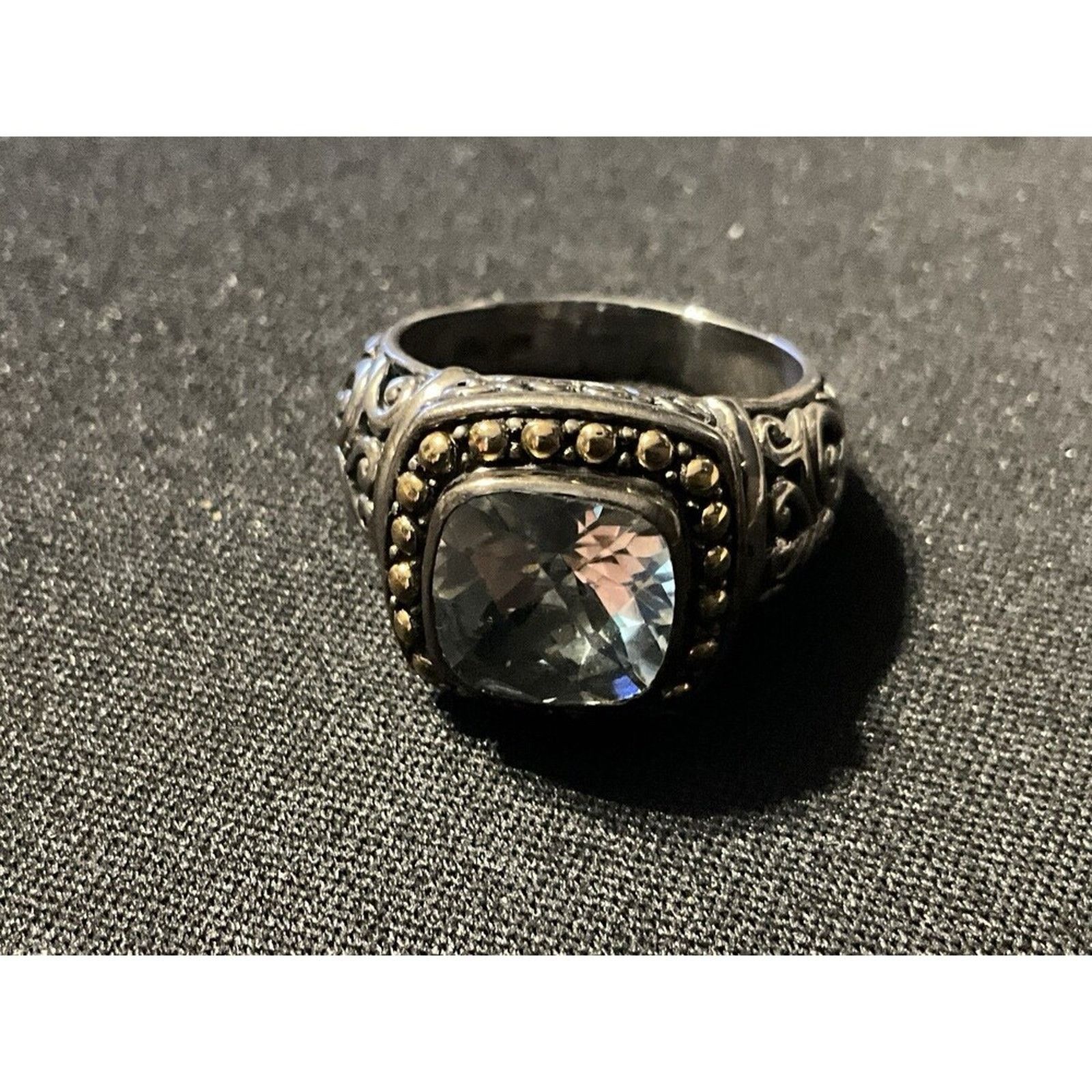 Other 925 Ring 18k Gold Around Topaz Faceted Ring Size 7 Size ONE SIZE - 1 Thumbnail