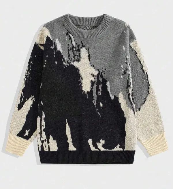 Japanese Brand Kihara x Genji Black grey acid wash distressed knit sweater Size US M / EU 48-50 / 2 - 1 Thumbnail