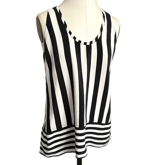Bcbgmaxazria BCBG B&W Dana Striped Silk Halter Top - Large Size L / US 10 / IT 46 - 2 Thumbnail