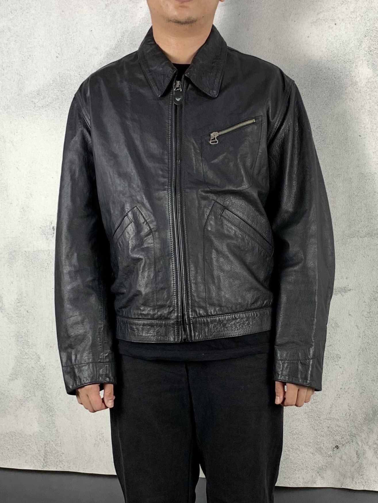 Armani Vintage Armani Jeans Leather Jacket Size US L / EU 52-54 / 3 - 2 Thumbnail