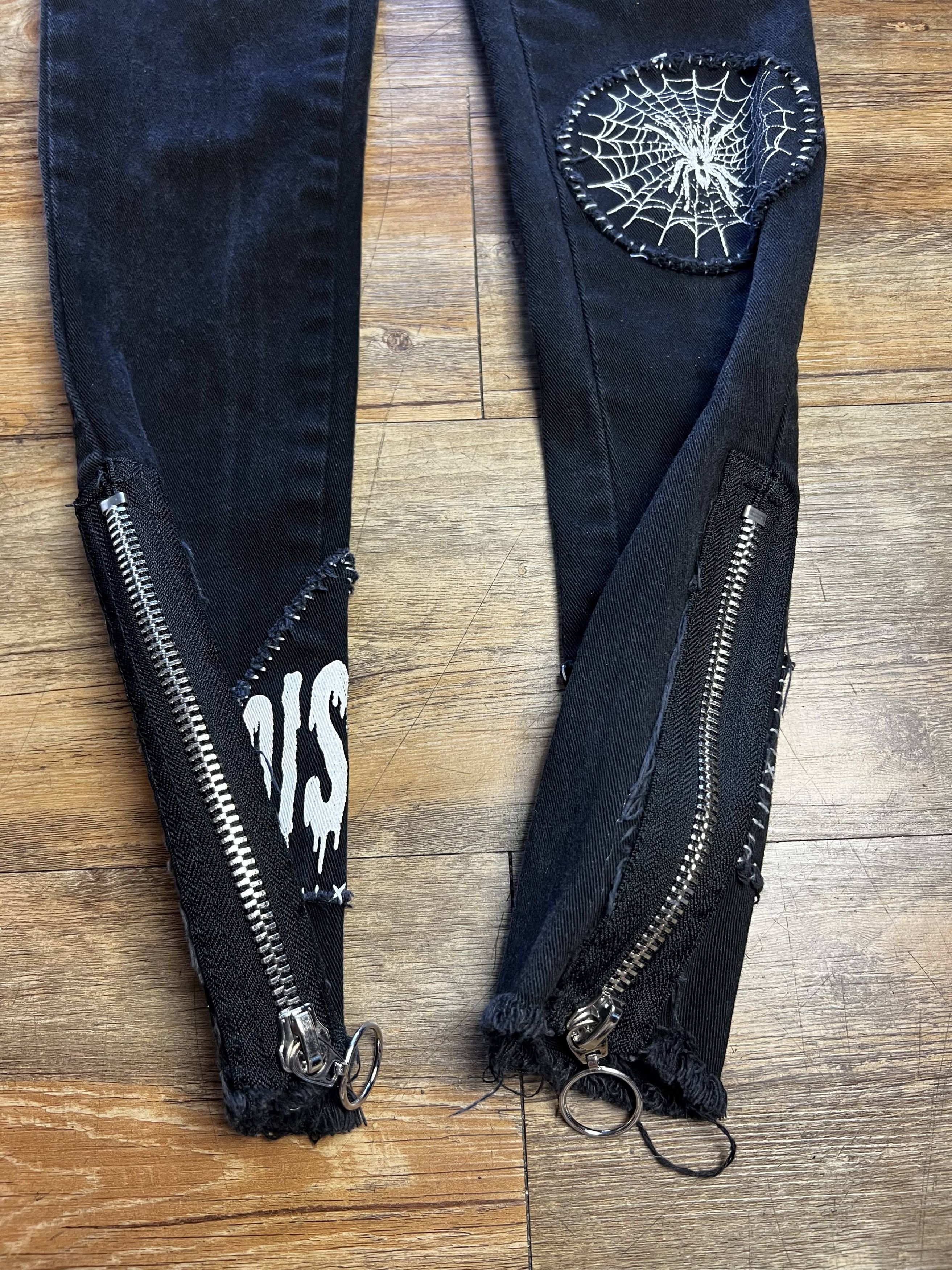 Current Mood Dolls Kill Current Mood Patchwork Lace Up Front Skinny Jeans Size 22" - 8 Thumbnail