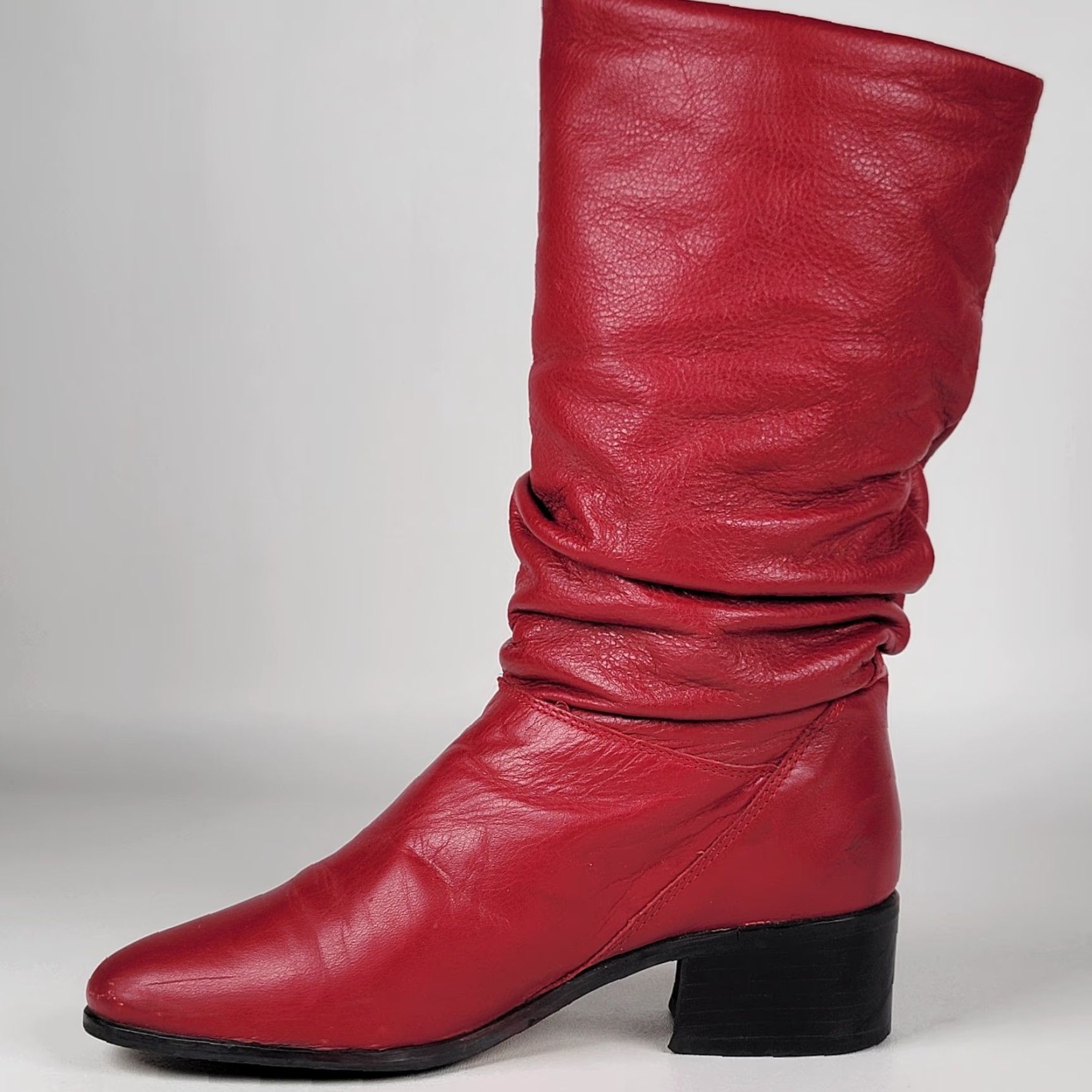 Vintage VINTAGE Hunt Club Leather Boots Women’s 6M Red Boot Slouch 80s Western Pinup Costume Leather, Riding Boot, Casual Womens Boots Size US 6 / IT 36 - 4 Thumbnail