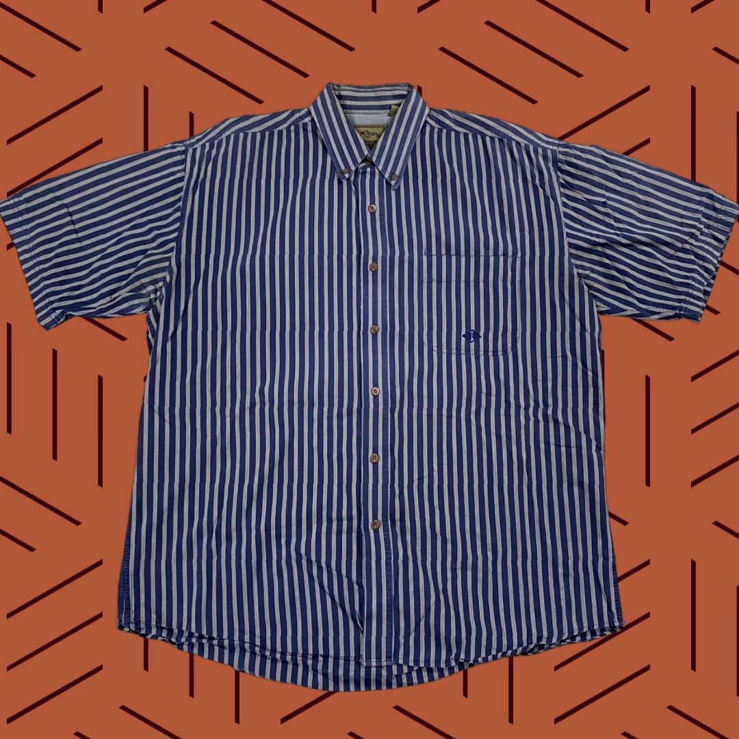 Roper VTG Roper 90s Shirt M/L Mens Short Sleeve Striped Button-Up Cowboy Western Bull Rider Blue Corduroy/ Cotton Size US M / EU 48-50 / 2 - 1 Thumbnail