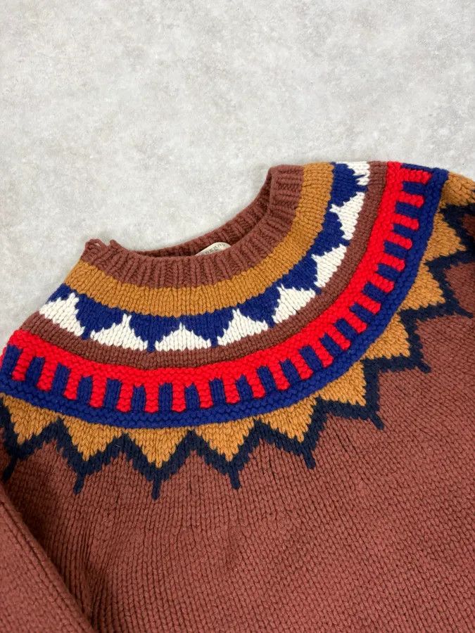 Burberry Burberry Brown Wool Fair Isle Crewneck Sweater Size US XS / EU 42 / 0 - 5 Thumbnail