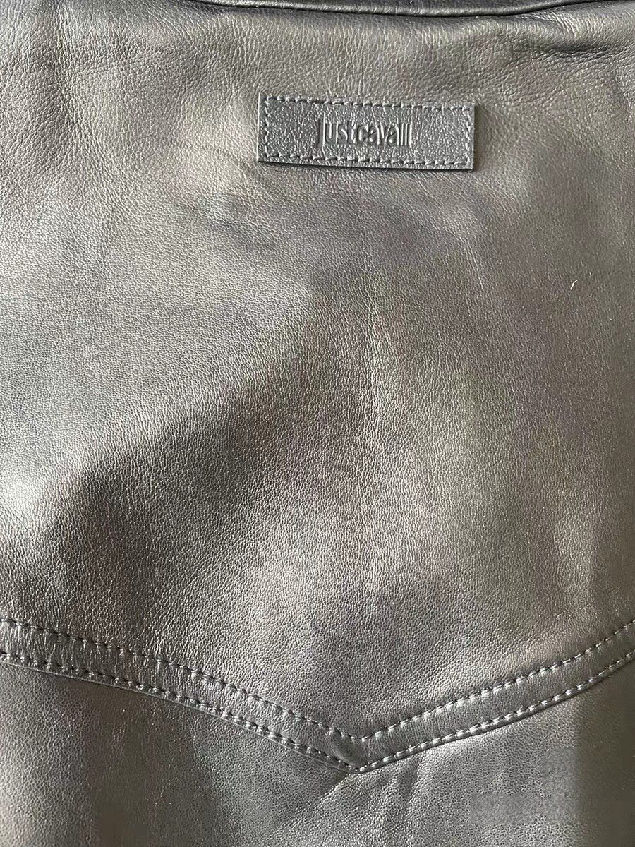 Just Cavalli Just Cavalli Men's Black Riveted Leather Jacket Size 48 Size US M / EU 48-50 / 2 - 5 Thumbnail
