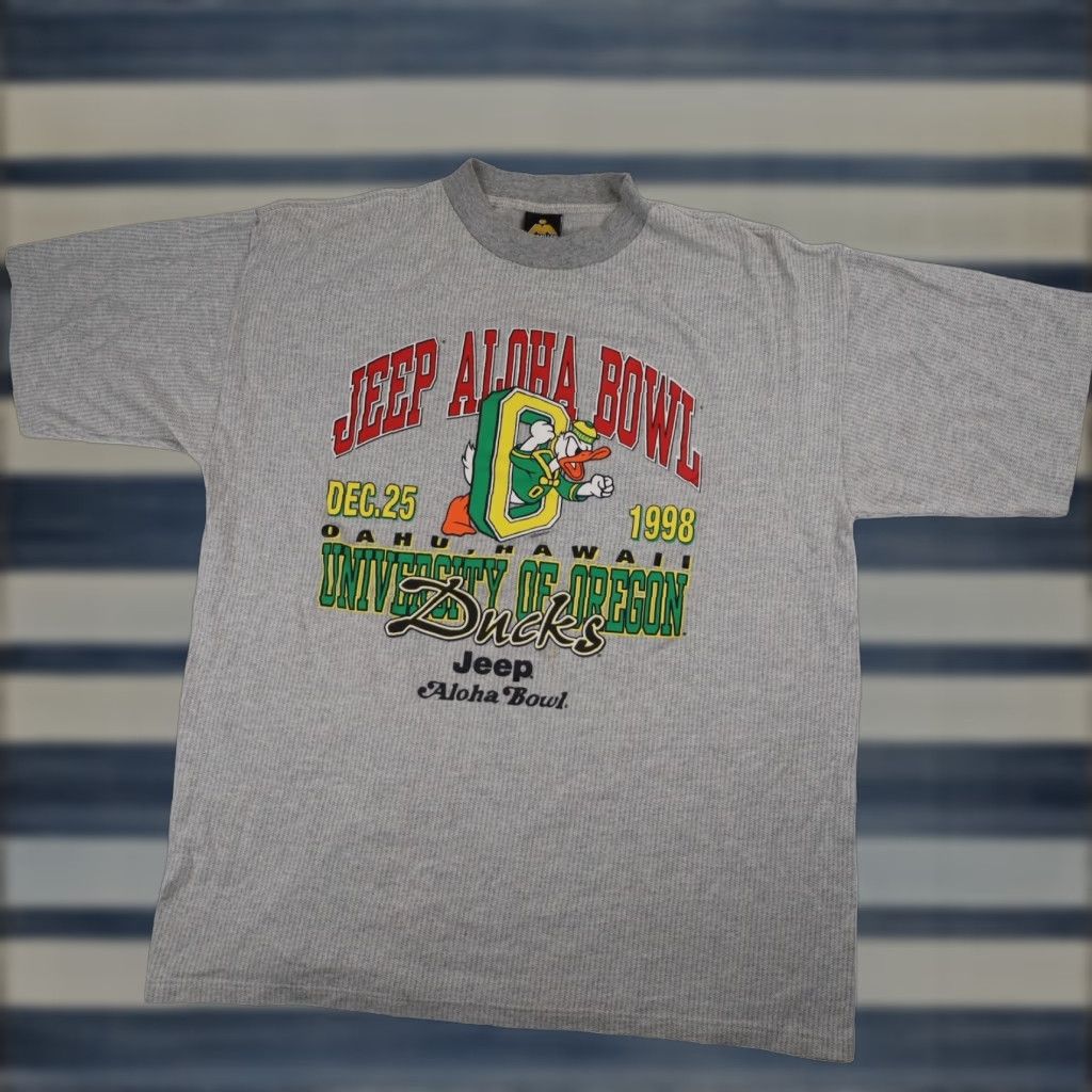 Jeep VINTAGE 1998 University of Oregon Jeep Aloha Bowl Graphic T Shirt Gray 2XL Mens Size US XXL / EU 58 / 5 - 1 Thumbnail
