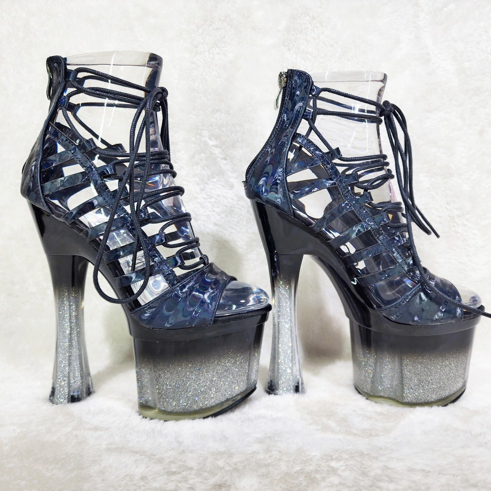 Other Black Hologram Caged Gradient Ombre Glitter Tint Platform Size US 6 / IT 36 - 7 Thumbnail