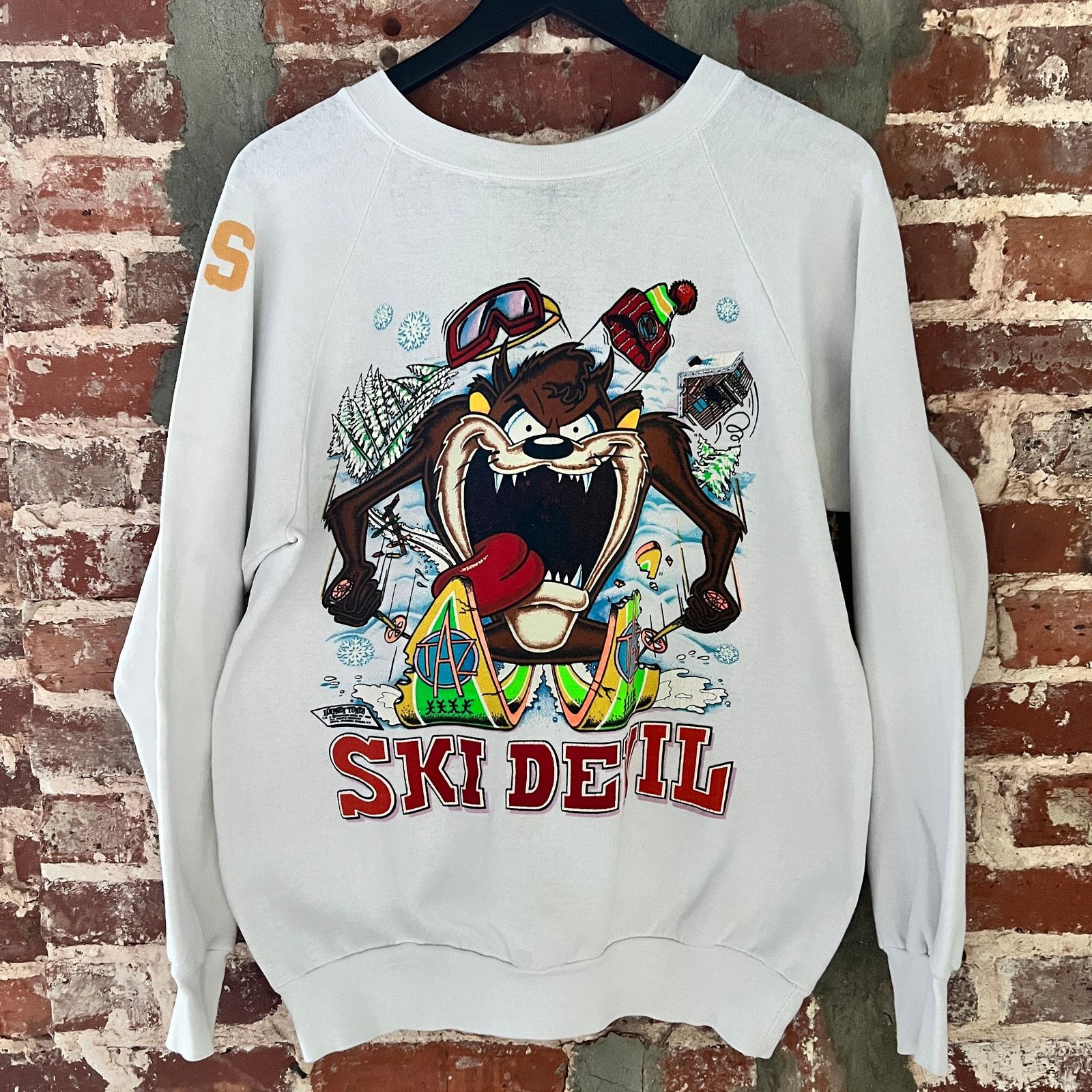 Disney VTG Taz Ski Devil White Crewneck Sweatshirt M 20.5x26 Size US M / EU 48-50 / 2 - 2 Thumbnail