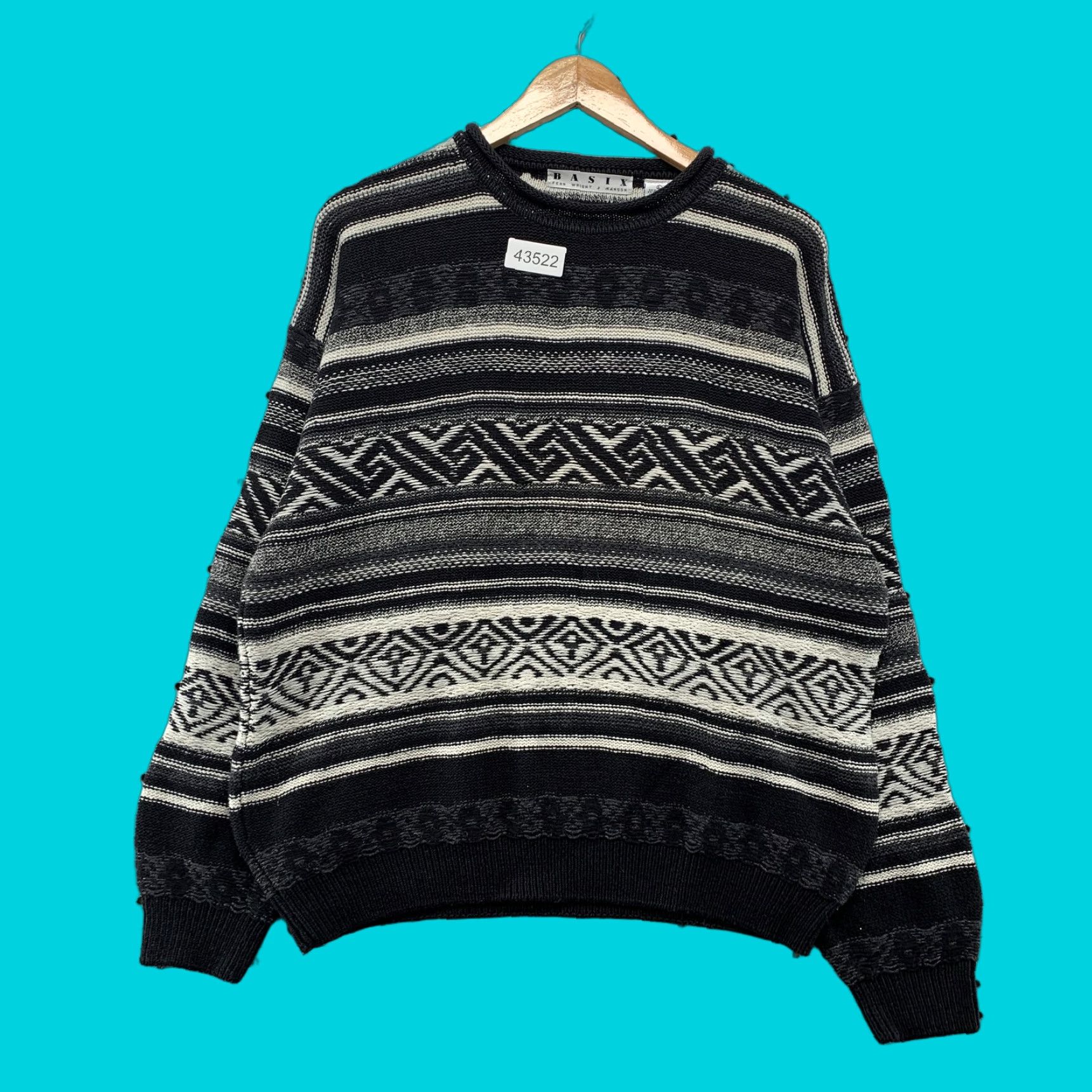 Vintage VINTAGE Fenn Wright Manson Black Striped Sweater Mens Large Ramie Cotton Pullover Knit Crew Neck Winter Casual Mens L Black Striped Sweater Size US L / EU 52-54 / 3 - 1 Thumbnail