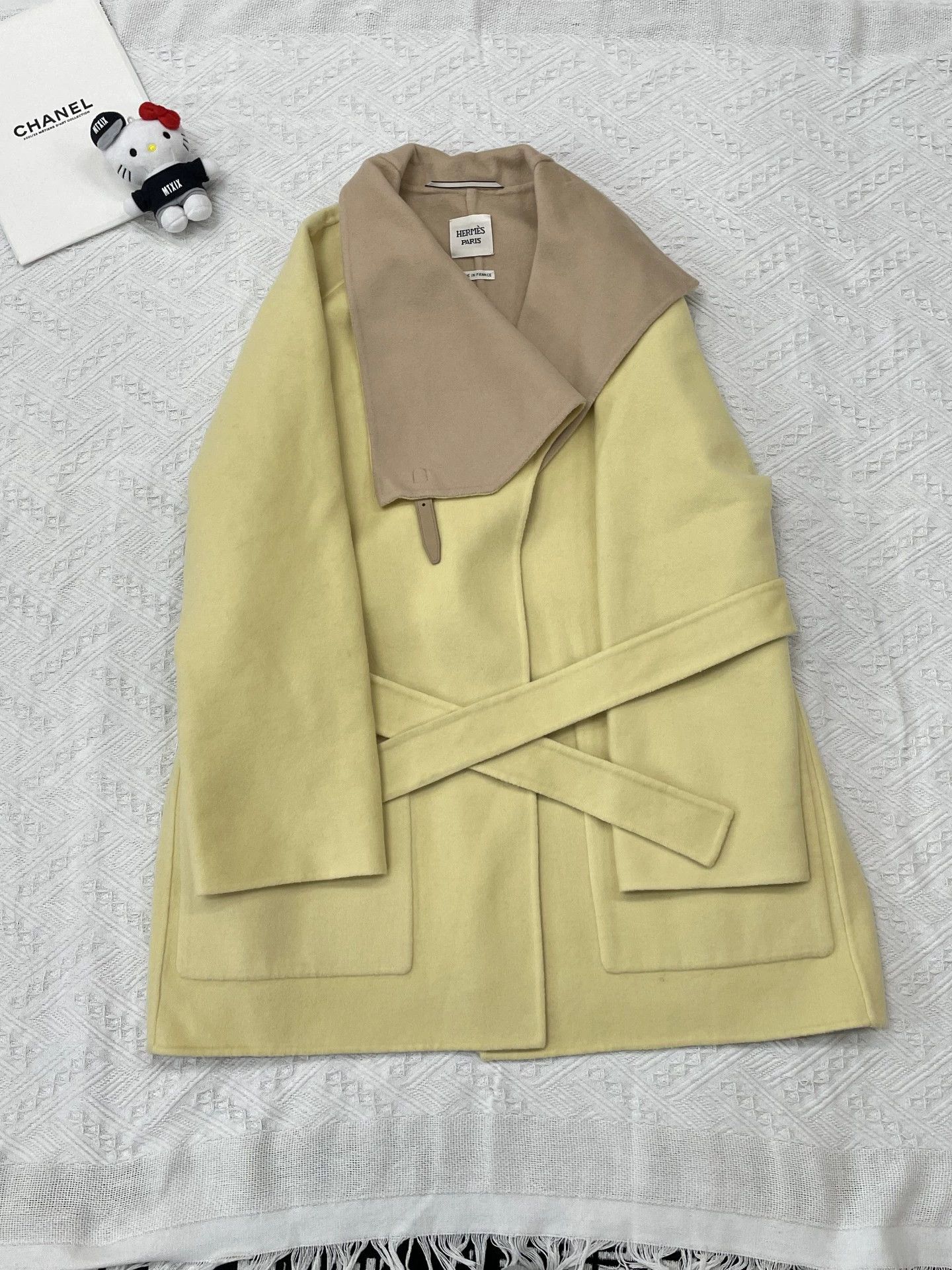 Hermes Hermes 25SS Yellow Colorblock Cashmere Coat FR36 Size XS / US 0-2 / IT 36-38 - 1 Thumbnail