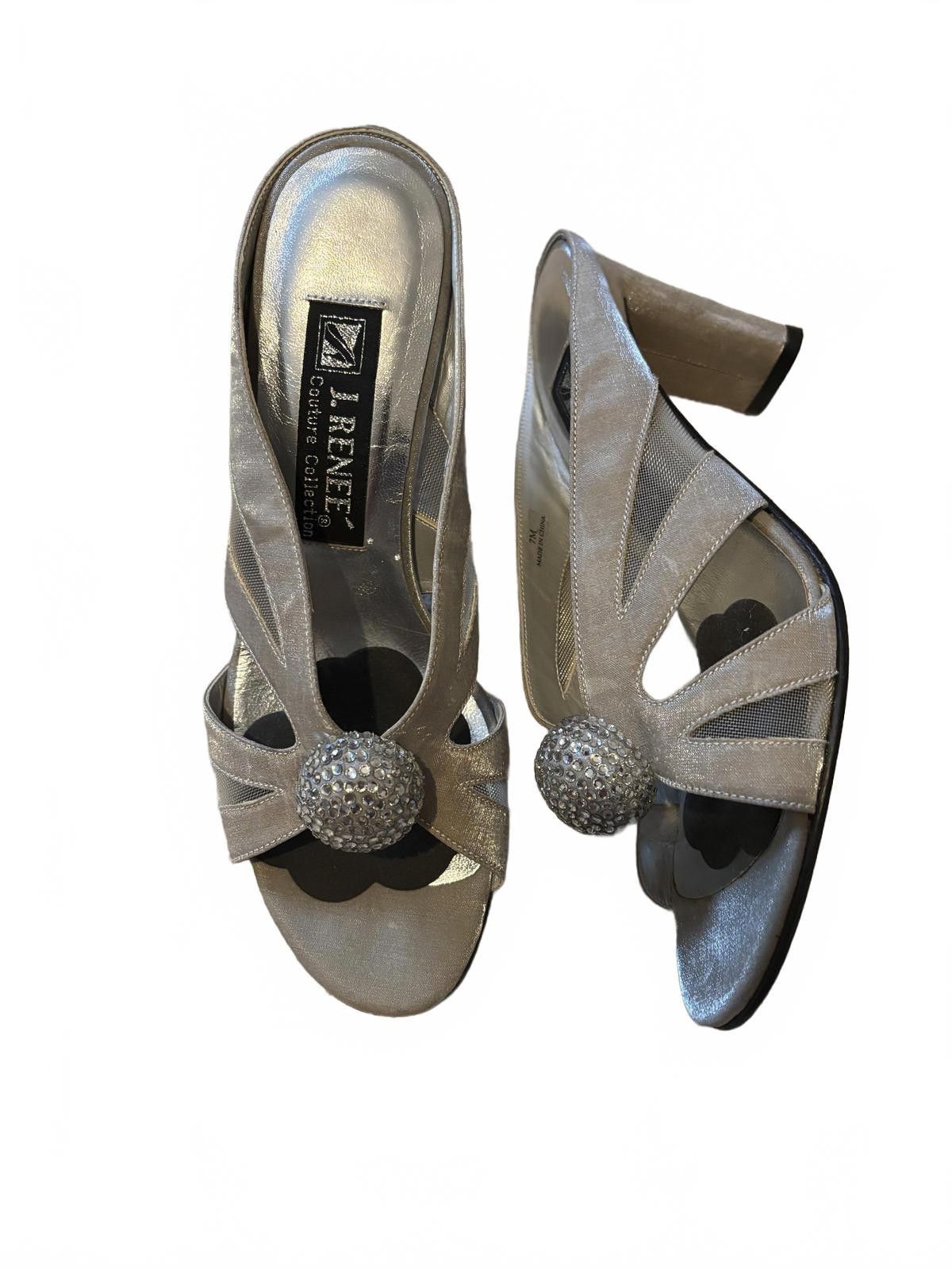 Other J. Reneé Couture Women's Silver Sandals Decorative Accent 7 Size US 7 / IT 37 - 1 Thumbnail