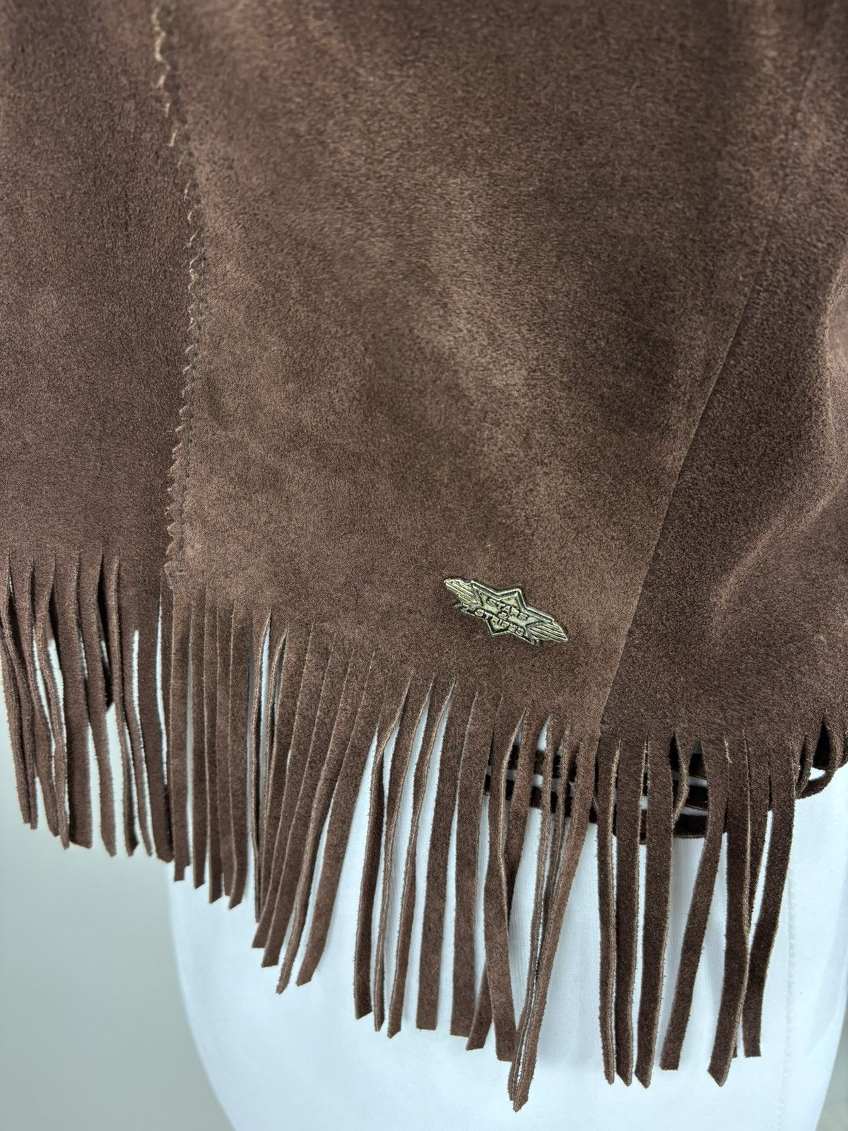 Genuine Leather × Leather Womens leather vest western Stars Stripes Size M Color Brown Size M / US 6-8 / IT 42-44 - 7 Thumbnail