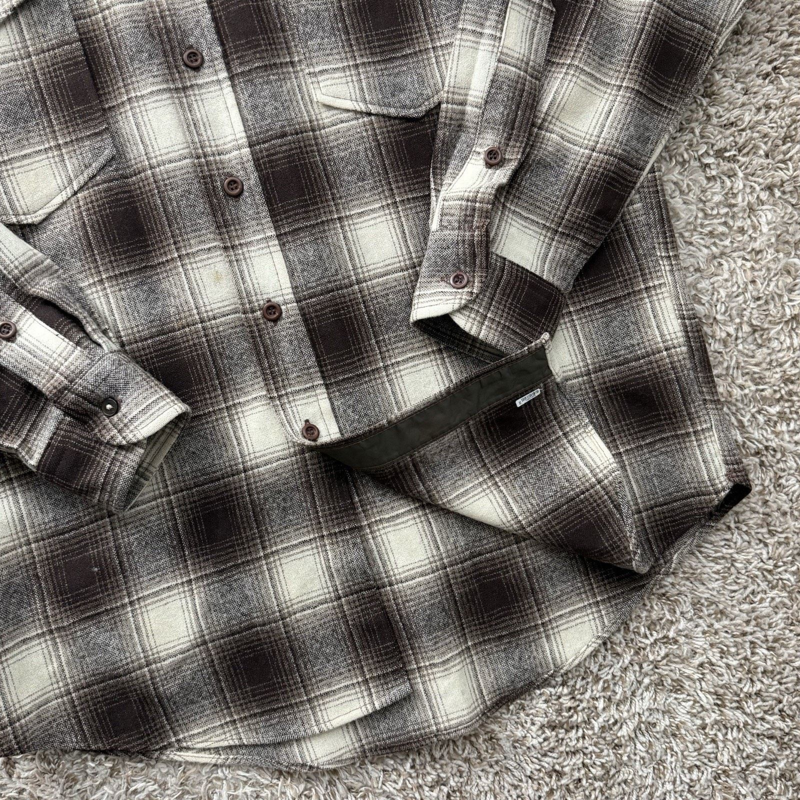 Pendleton × Vintage Vintage Pendleton Brown Shadow Plaid Button Up Guide Shirt Size US M / EU 48-50 / 2 - 4 Thumbnail