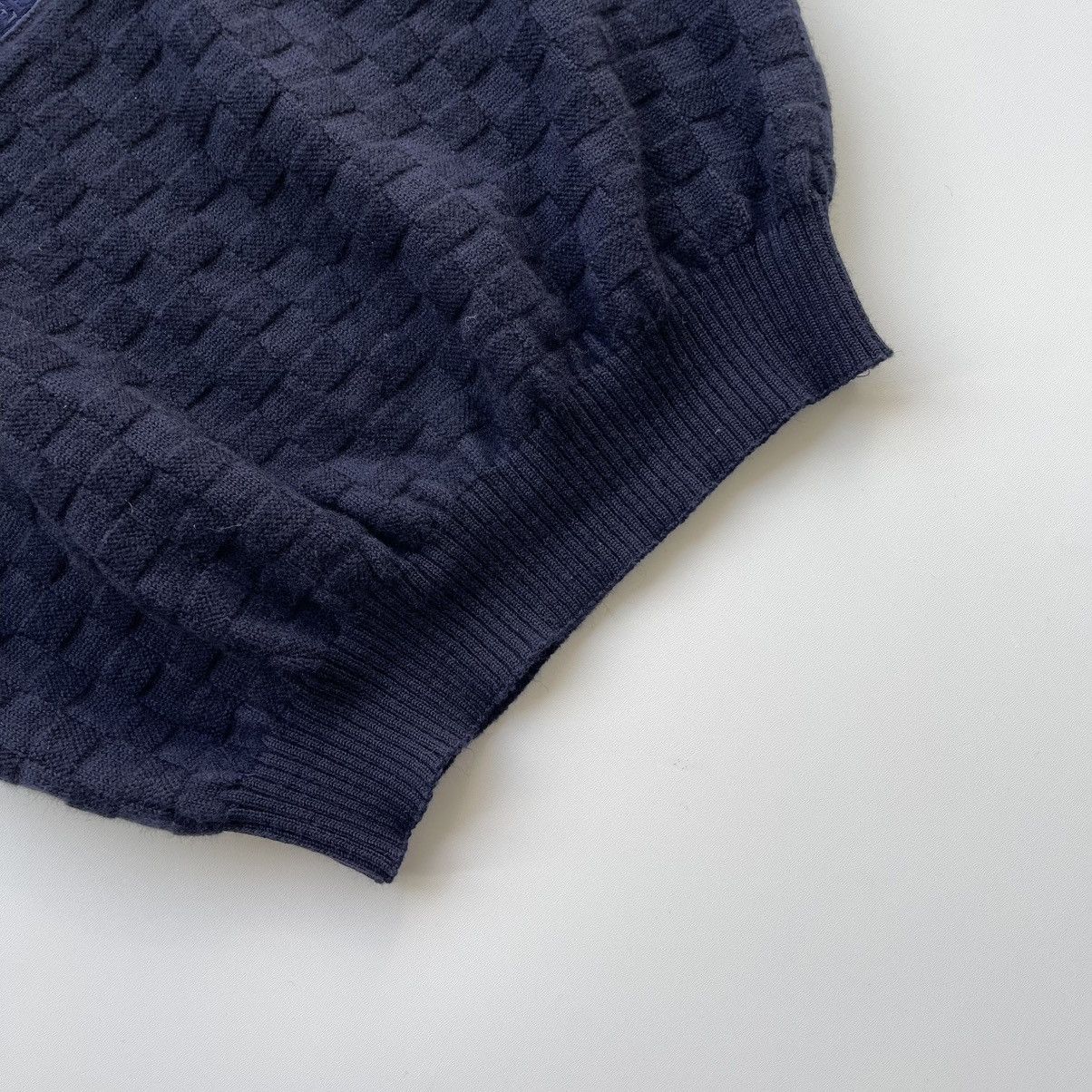 Burberry × Vintage Burberrys Vintage 90’s Big Logo Wool Knit Sweater Navy Rare Size US L / EU 52-54 / 3 - 7 Thumbnail