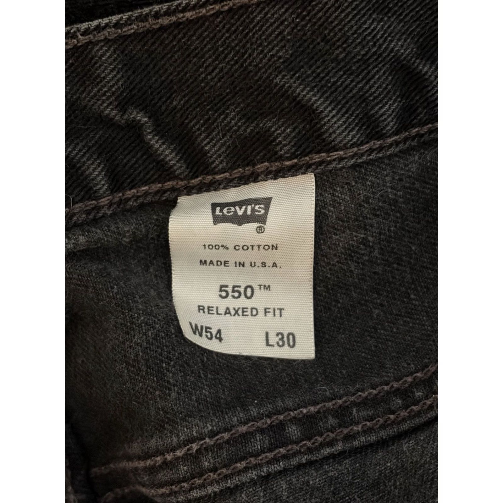 Levi's VINTAGE Levis 550 Relaxed Fit Straight Denim Black Jeans 54x30 Men Regular 34" Waist 30" Inseam Size US 38 / EU 54 - 5 Thumbnail