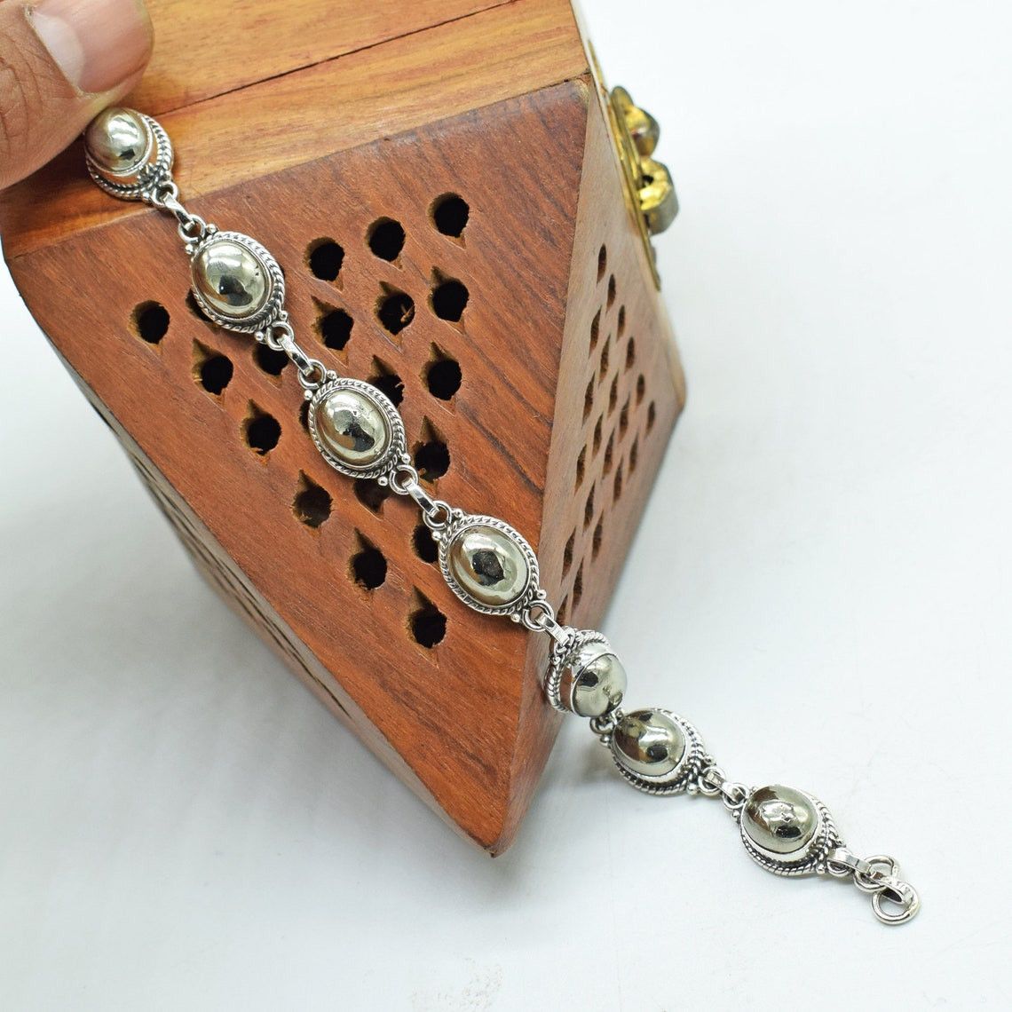 Handmade Natural Powerful Pyrite Stone Bracelet, Gift For Her Size ONE SIZE - 4 Thumbnail