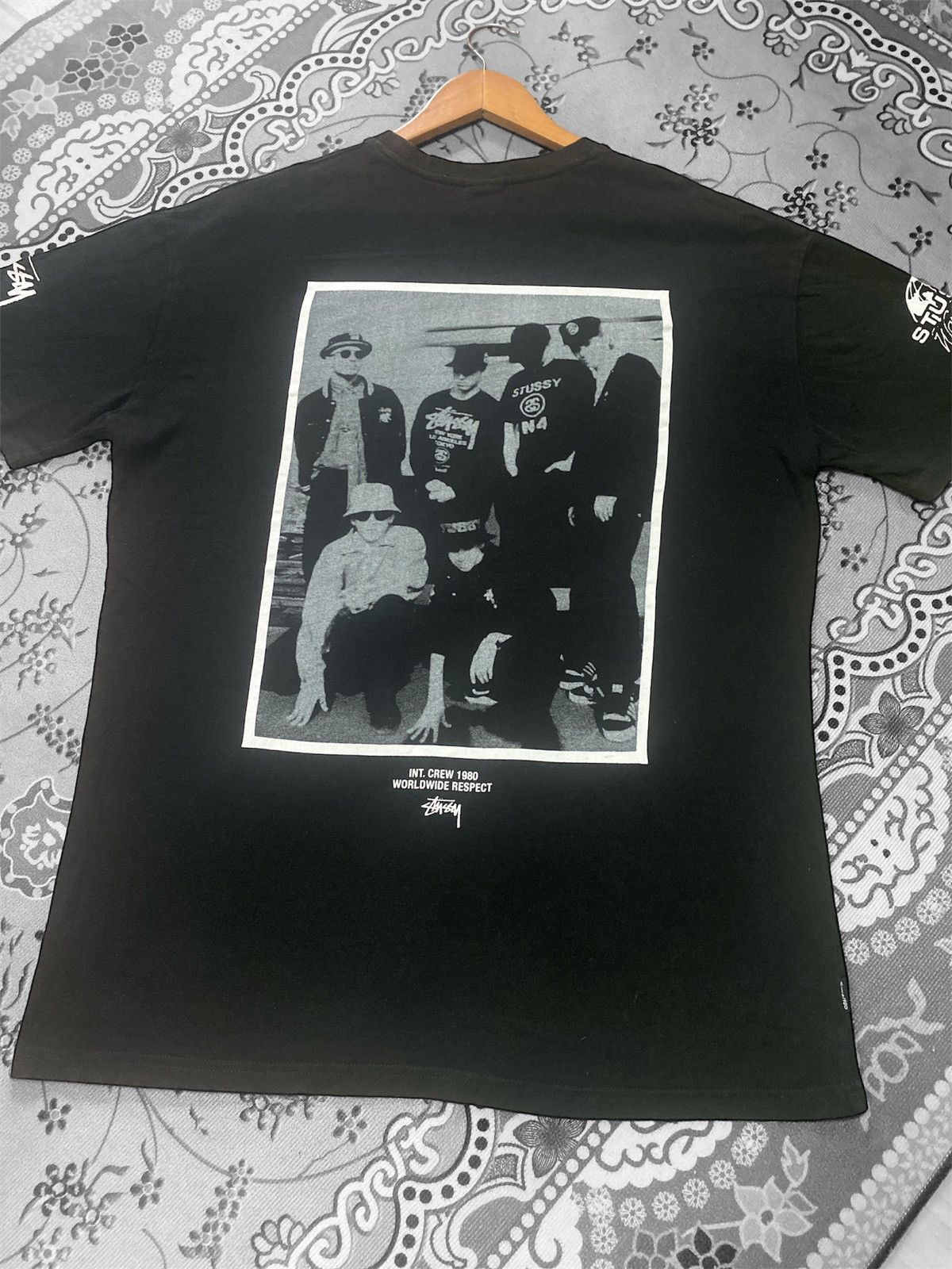 Stussy × Vintage STUSSY BLACK SKATE WHITE CREW WORLDWIDE REDPECT T-SHIRT🔥 Size US M / EU 48-50 / 2 - 3 Thumbnail