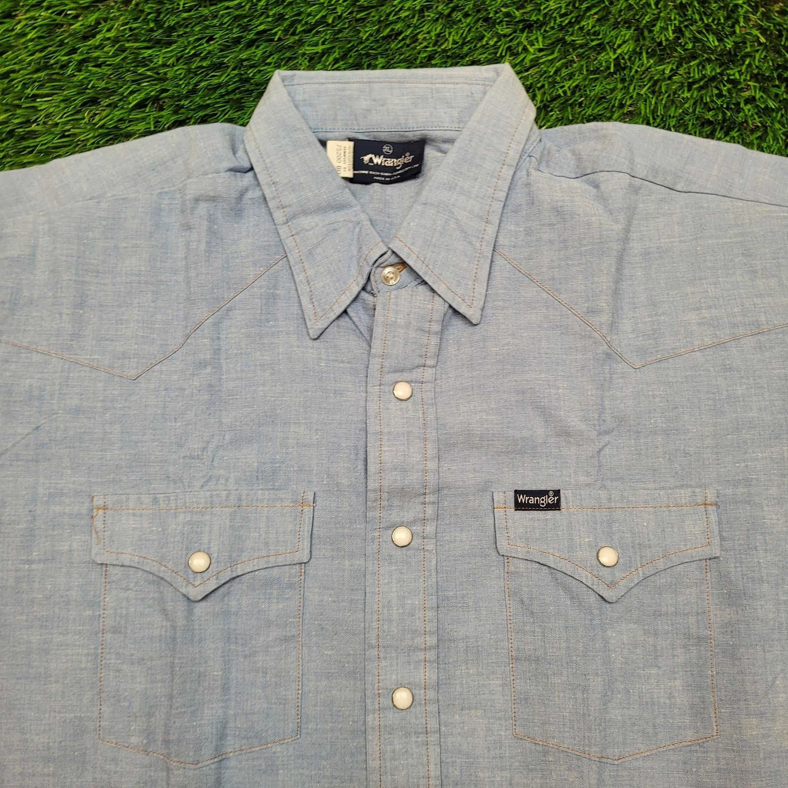 Wrangler VTG 80s Wrangler Pearl Snap Western Shirt XL 17.5x34/35 USA Size US XL / EU 56 / 4 - 2 Thumbnail