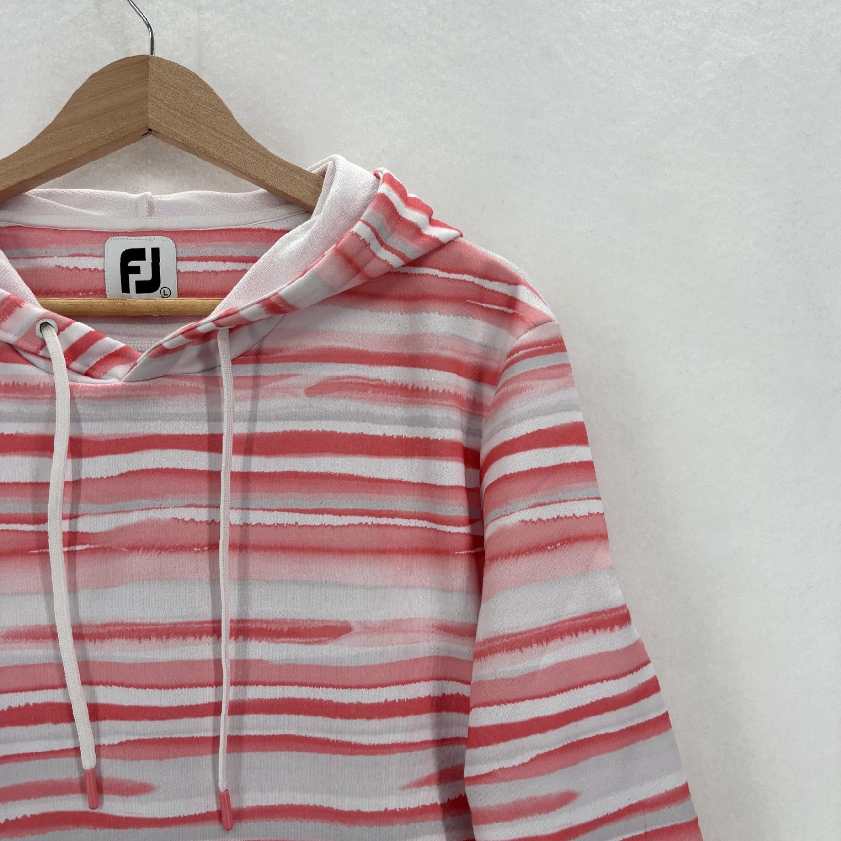Footjoy FootJoy Hoodie Womens Large Pink Striped Fleece Pullover Golf Kangaroo Pocket Size L / US 10 / IT 46 - 2 Thumbnail