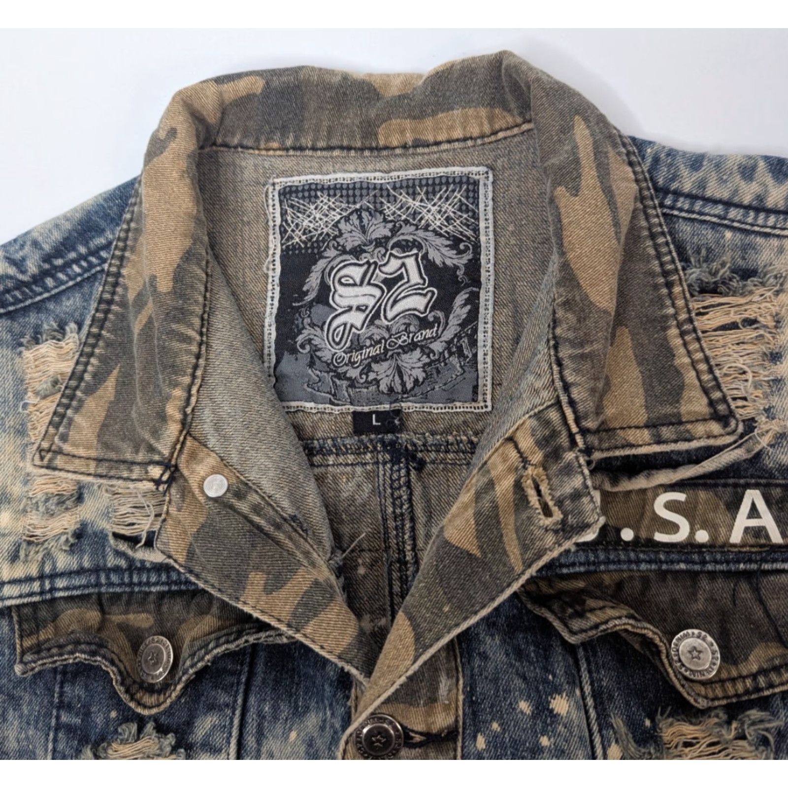 Vintage S2 Legend Vest Size L Denim Blue Distressed Biker Moto Grunge Trucker Rockabilly Men VEST Size US 33 - 7 Thumbnail