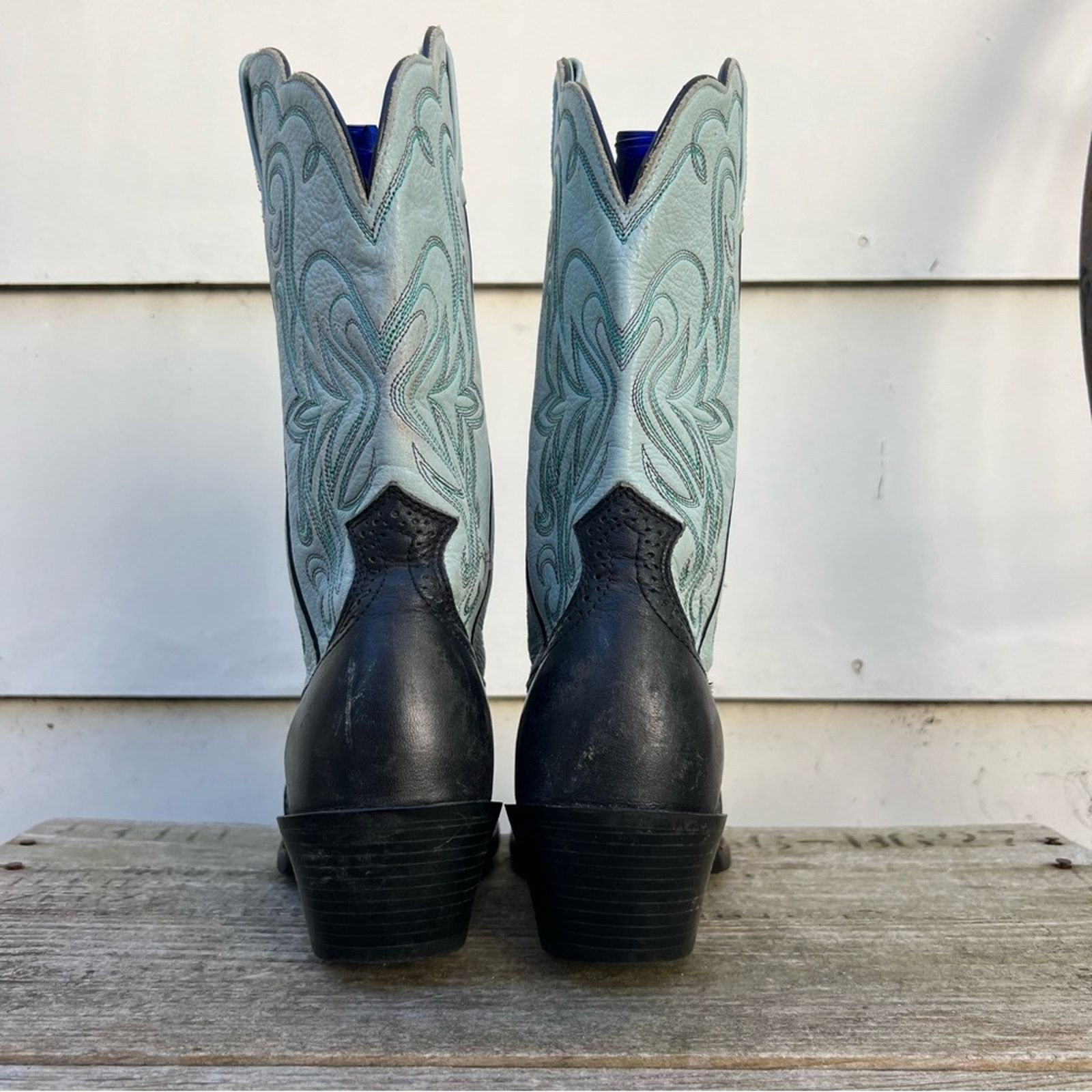 Ariat Ariat Black Blue Snipped Square Toe Cowgirl Western Boots Size US 6.5 / IT 36.5 - 4 Thumbnail