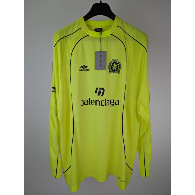Balenciaga o1rshd1 Soccer Fluo Paris Tech Jersey T-Shirt in Fluo Yellow Size US L / EU 52-54 / 3 - 2 Thumbnail