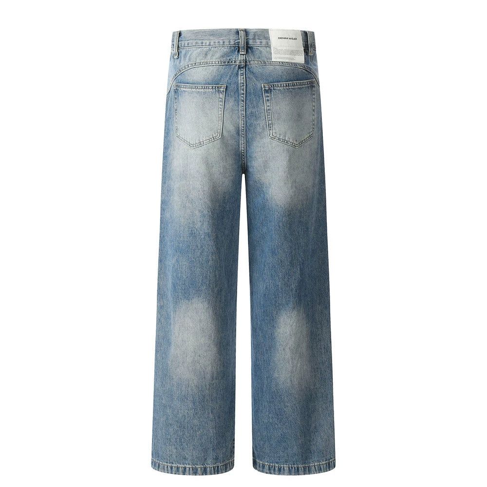 Jean Men's punk distressed washed raw edge patchwork ripped jeans Size US 32 / EU 48 - 2 Thumbnail