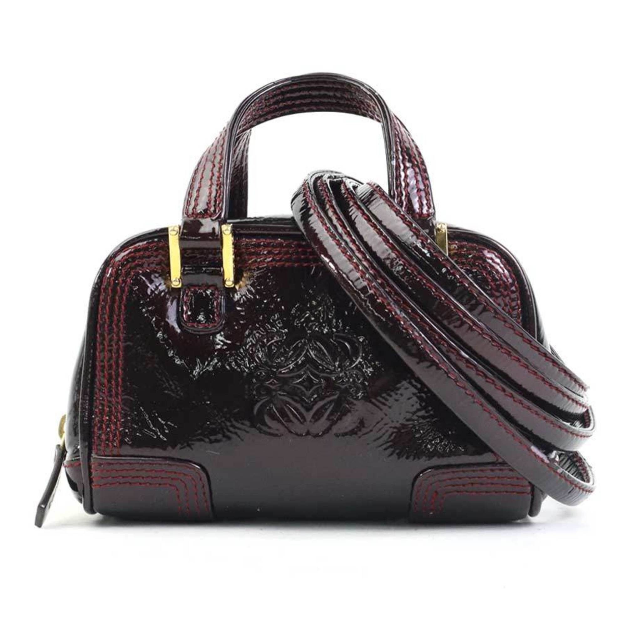 Loewe LOEWE Amazona Micro Mini Shoulder Bag, Patent Leather, Burgundy, Gold, Women's, e60955g Size ONE SIZE - 1 Thumbnail