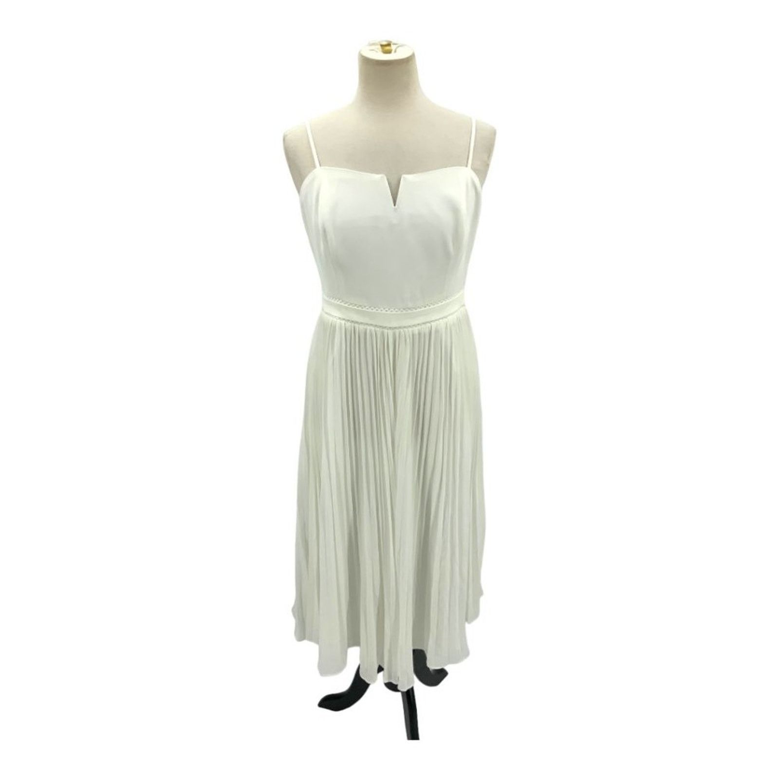 Other Adelyn Rae White Charli Pleated Midi Dress Medium NWT $138 Size M / US 6-8 / IT 42-44 - 3 Thumbnail
