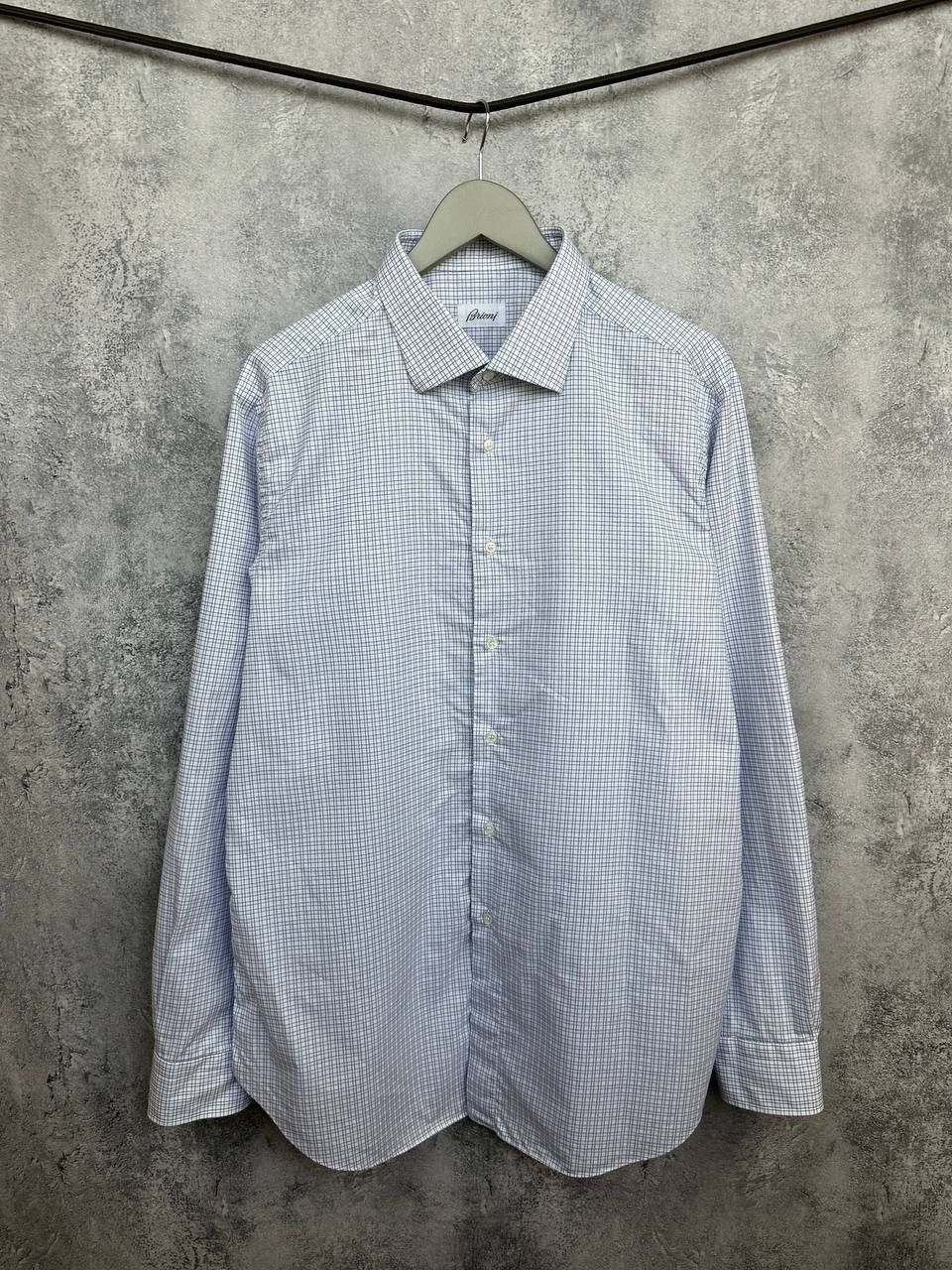 Brioni Brioni Dress Shirt Button Up Blue Micro Check LS Made Italy Size US XL / EU 56 / 4 - 1 Thumbnail