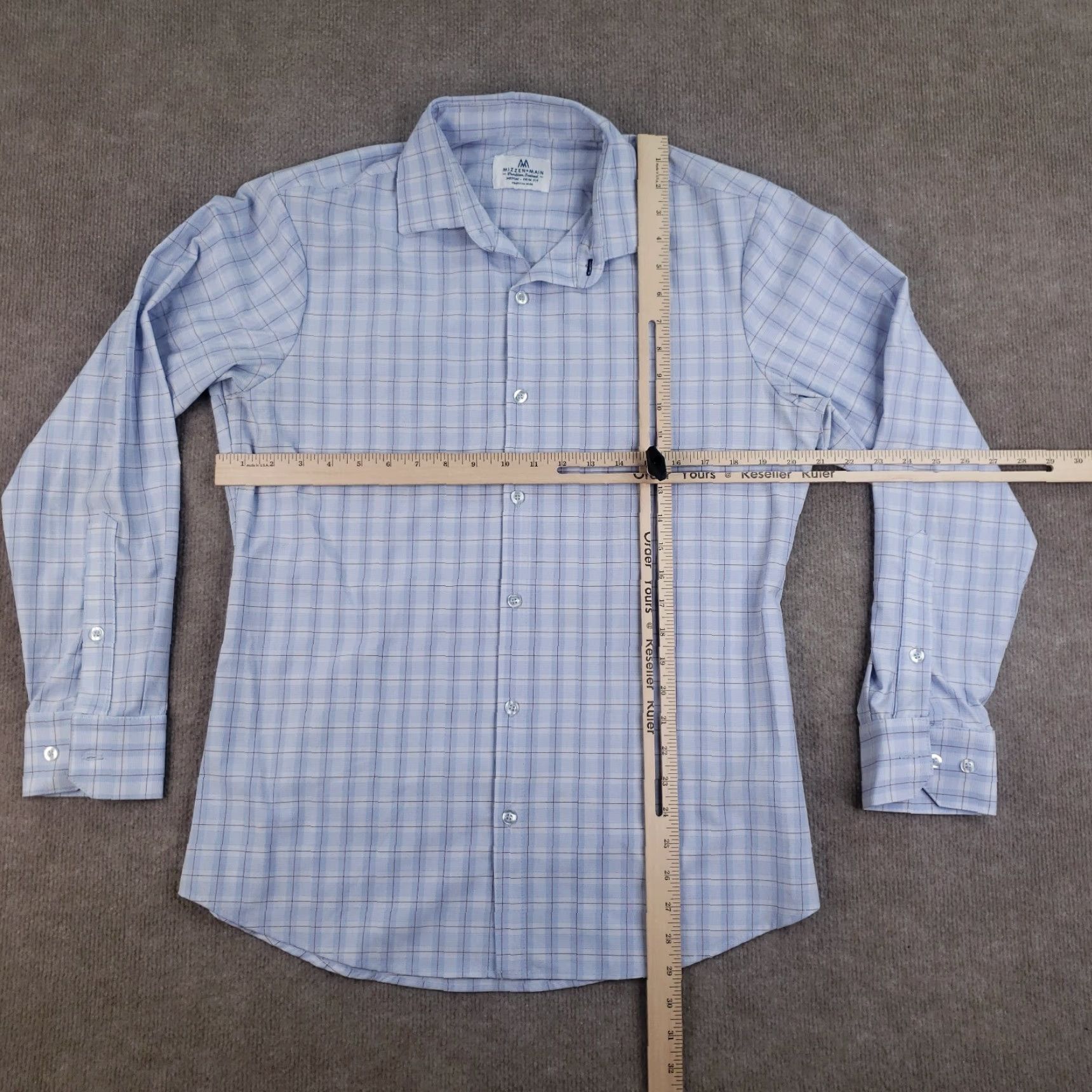 Mizzen+Main Mizzen+Main Shirt Mens Medium Blue Plaid Button-Up Performance Stretch Z Size US M / EU 48-50 / 2 - 2 Thumbnail