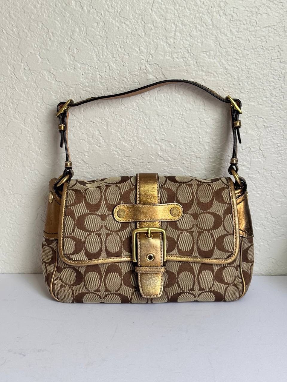 Coach Coach Y2K Signature Monogram Gold Metallic Accents Shoulder Size ONE SIZE - 1 Thumbnail